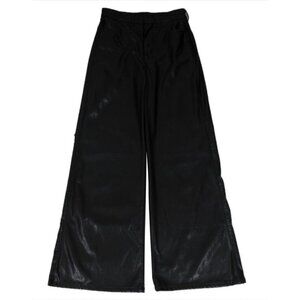 Enza Costa Womens Faux Leather Black Wide Leg Pants Size 25 Flare